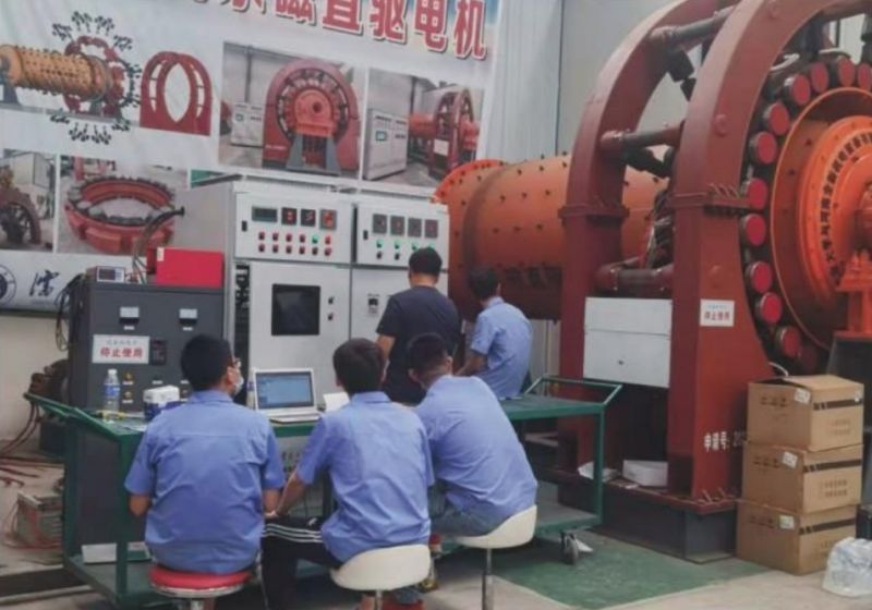 沈阳工业大学研究团队对永磁直驱球磨机举行调试